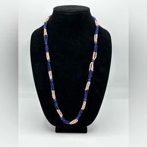 28in Natural Coral and Sodalite Necklace